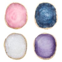 Round Crystal Resin Agate Stone Color Palette Nail Gel Polish Pallet Mix Drawing Paint Plate Manicure for Nail Shelf Art Display