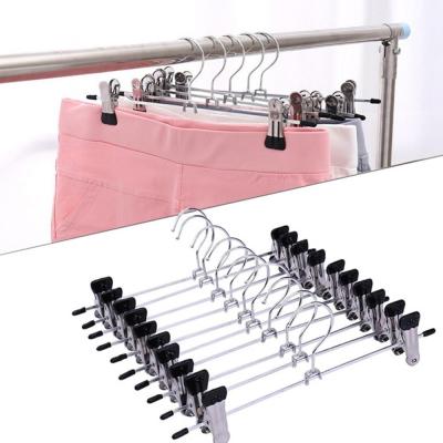 5/10/15/20Pcs Anti-slip Trouser Clothes Rack Organizer Shirt Pants Jeans Hanger Stainless Steel Clothespin Pants Clamp Clothes Hangers Pegs