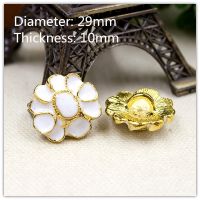 【cw】 15510510pcs 29mm Gold metal white dots oil buttonflower patterns buttons garment accessories DIY materials 【hot】