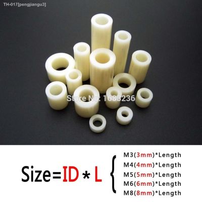 ❁ 50pcs M3 M4 M5 M6 M8 White Nylon ABS Non-Threaded Spacer Round Hollow Standoff Washer ID 3mm4mm 5mm 6mm 8mm PCB Board Screw Bolt