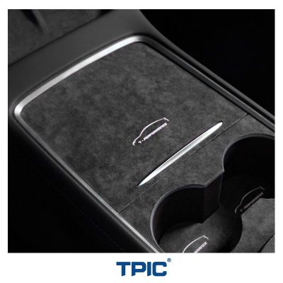 TPIC สำหรับ Tesla Model 3รุ่น Y Alcantara สติกเกอร์แต่งที่ครอบคอนโซลตกแต่งภายในแม่พิมพ์พวงมาลัยอุปกรณ์เสริม