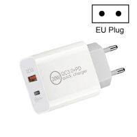 Dual Fast Charging 20W PD3.0 + QC 3.0 Interface Travel Charger สำหรับ iPhone, Huawei, Samsung, Xiaomi EU Plug