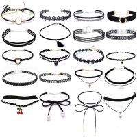 New Gothic Black Lace Leather Velvet Tattoo Choker Necklaces For Women Collar Party Jewelry Neck Accessories Chokers Collares