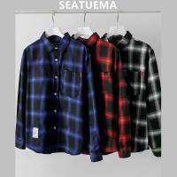 SEATUEMA ฤดูใบไม้ร่วง Ins เสื้อเชิ๊ตชายลายสก็อตรุ่นเกาหลีแขนยาวอินเทรนด์และเสื้อคลุมรัดรูปสำหรับบุรุษเชิ้ตคู่รักลำลอง1/2ชิ้น