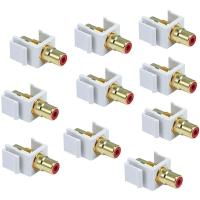 10Pack RCA Keystone Jack Insert Connector Female Snap in Adapter Port Gold Plated Inline Coupler for Wall Plate