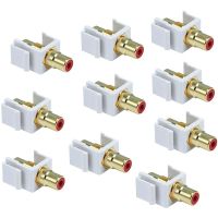 10Pack RCA Keystone Jack Insert Connector Female Snap in Adapter Port Gold Plated Inline Coupler for Wall Plate