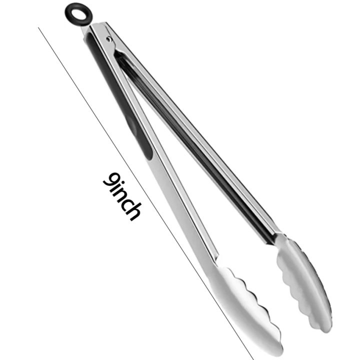 Stainless Steel Kitchen Tongs Set of 2-9 Inch, Locking Metal Food