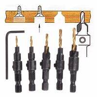 5ชิ้นใหม่5-12มม. งานไม้ HSS Countersink หัวเจาะสว่านสกรูชุดประแจ