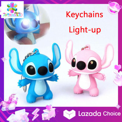 Lilo And Stitch Toys Cartoon Movie Stitch LED Keychains Stitch Cartoon Modeling Keychain LED Flashlight Key Ring Handbag Bag Purse Pendant Key Holder