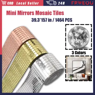 1464Pcs Real Glass Silver Mirrors Mosaic Tiles Sticker Self Adhesive Mirror  Strips Home Decor 