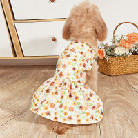 Summer Dogs Clothing Dog Short Sleeves Dress Dog Princess Dress Small Costume Bow Cute Summer Floral Dress Supplies