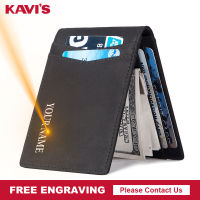 Engraving Super Slim Soft Wallet Genuine Leather Mini Credit Card Wallet Purse Card Holders Men Wallet Thin Small Money Clip