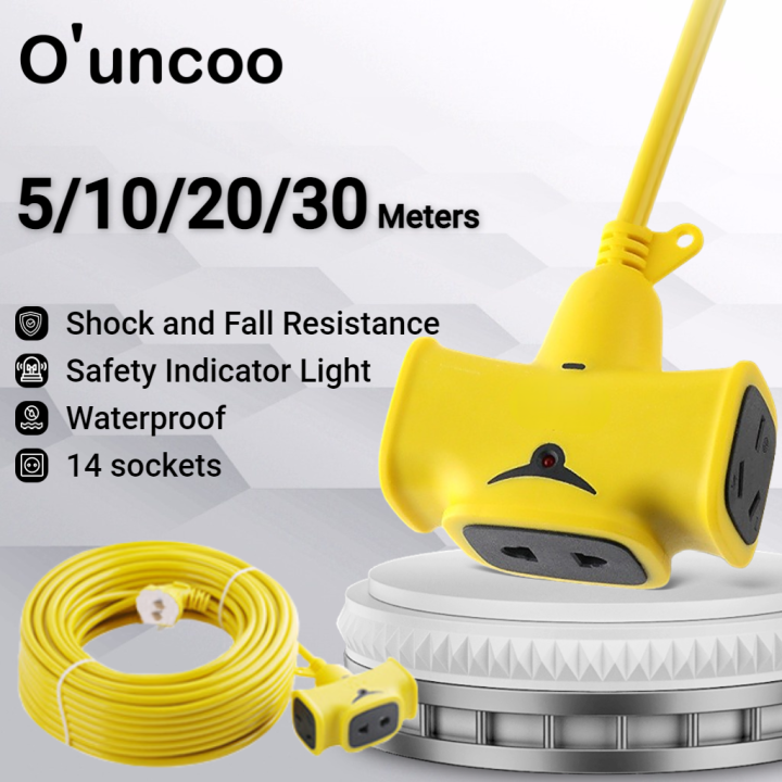 O'uncoo Extension Cord 10M/20M/30M Extralong Plugin Strip Universal