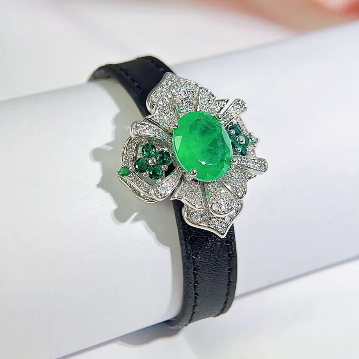 sequito-เครื่องประดับผู้หญิงที่ทันสมัยสีขาวทองไมโครปูเงา-aaa-ลูกบาศก์-zircon-การตั้งค่ารูปไข่หินสีเขียวครบรอบปีสร้อยข้อมือนาฬิกาดอกไม้ขนาดใหญ่สามารถ-b229สร้อยคอ