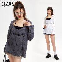 ✥☼℡ Qzas Pure Desire Hottie Bandage เสื้อกั๊ก แขนยาว ทรงหลวม เสื้อยืด N3045