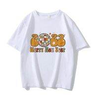 ราคาถูกChristmas Party 2023 Happy New Year In The Year of The Rabbit Funny rtoon Print Mens/Womens  hort เสื้อยืดS-5XL