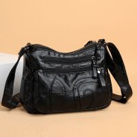 ♨▲♛ Middle-aged female package many pocket bag 2022 new tide joker soft leather shoulder the elderly inclined