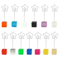 Lot 10pcs Cube Base Star Wire Photo Clip Memo Clamp Table Place Card Holder Wedding Favor Party Deco Personalized Give Away Clips Pins Tacks