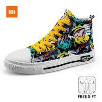 HOT11★Xiaomi แฟชั่นรองเท้าผ้าใบผู้ชายผู้หญิงคลาสสิก Graffiti Lace-Up Top ฤดูใบไม้ร่วงรองเท้าแบน Camouflage Cal รองเท้า