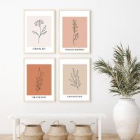 Boho Flowers Set Poster Abstract Floral Line Art Print Wildflowers Canvas Painting Modern Wall Picture For Bedroom Home Decor