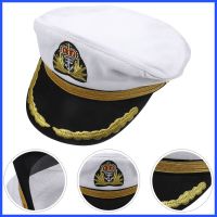 Captain Hat Hat Embroidery เครื่องแต่งกายหมวกหมวกหมวกสำหรับเด็กนาวีนาวิกโยธินกัปตันคอสเพลย์หมวกหมวกหมวก