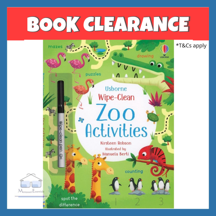 (Zoo Activities) Usborne Wipe Clean Book Children Early Educational Fun