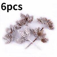 6pcs/Bundle Artificial Plants Fake Pine Cone Decorative Flowers Wreaths Christmas Home Decor Diy Wedding Handmade Pompon