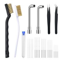 26-Piece 3D Printer Nozzle Wrench Maintenance Kit Cleaning Pins 2 Tweezers Wire Brushes