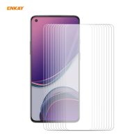 สำหรับ OnePlus 8T 10ชิ้น ENKAY Hat-Prince 0.26มม. 9ชั่วโมงฟิล์มกระจกนิรภัยขอบโค้ง2.5D