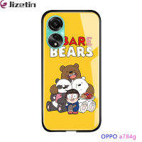 Jizetin OPPO A78 4G เคสลายการ์ตูนสำหรับเด็กผู้หญิงขอบนิ่มเคสฝาหลังกระจกเทมเปอร์เคสมันวาว