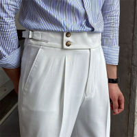 New Fashion Summer Casual Refreshing Suit Pants Male High Waist Tapered Slim Thin Men Business Trousers