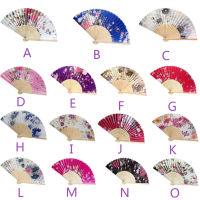 【 Cw】flower FANS VINTAGE Bamboo folding Hand held Flower FANS Chinese Style Dance PARTY Decoration FANS Wedding Flower FANS abanico