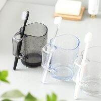 ♀△❈ Household Simple Mouthwash Cups with Slot Beautiful and Unique Design with Curved Mouth Creative Couples Tooth Plastic Cylinder Wash Toothbrush Cups