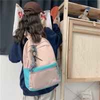 Personalized Color Matching Backpack Female ins Simple Style Niche Schoolbag Girl College Student Large-Capacity 【AUG】