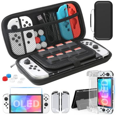 For Switch OLED Model Carrying Case 9 in 1 Accessories Kit for 2022 Nintendo Switch OLED Model  with Protective Case Wall Stickers Decals