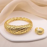 New Bracelet Gold Colour Bracelets Ring Set Designer Jewlery For Lady Dubai African Woman Jewelrys For Party Anniversary