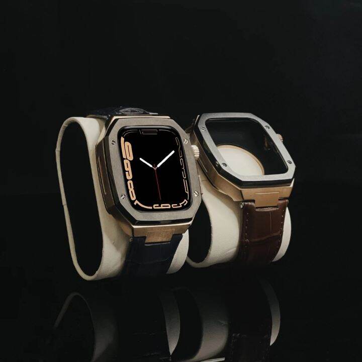 สาย-สำหรับ-apple-watch-8-สายนาฬิกา-se2-44mm-45mm-แท้สายหนัง-สายพร้อมเคสสำหรับ-i-watch-series-8-7-6-5-4-se-เคสโลหะ-สายนาฬิกาสำรอง-อุปกรณ์เสริมสม