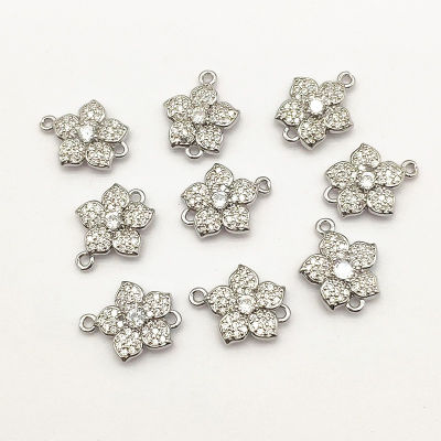 New Arrival! 17x14mm 50pcs Cubic Zirconia Flower Connectors For Handmade Necklace Accessories Earring Parts DIY Jewelry Findings