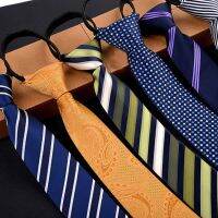 New Stripe Plaid Print 6CM Neck Tie for Gentleman Wedding Party Cravats Accessories Elastic New Fashion Male Zipper Tie