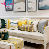 Avigers Luxury Gray White Yellow Feathers Patchwork Striped Cushion Covers Home Decorative Pillow Cases for Sofa Living Room