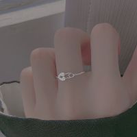 ❉¤ 925 sterling silver paper clips ring female fashion personality cold wind design open ring 2022 new niche