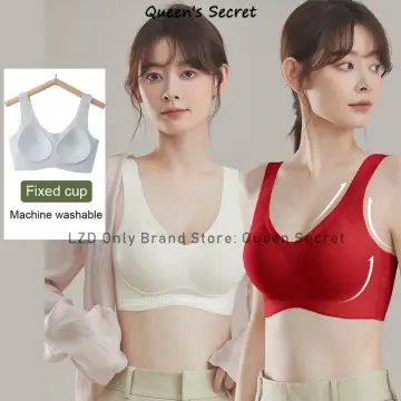 Sexy Nude Seamless Top Women Underwear Gathered Up, Wide Shoulder Strap Bra  Anti-Sagging Comfortable Bra (Color : Orange, Cup Size : X-Large)