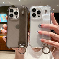 CrashStar เคสโทรศัพท์กันกระแทก,เคสใสแวววาวพร้อมสายรัดข้อมือสำหรับ iPhone 14 13 12 11 Pro Max Mini XS XR X 7 8 Plus + SE 2020เคสโทรศัพท์ซิลิโคนนิ่มใสพร้อมขาตั้งเคสใส่โทรศัพท์แบบเรียบง่าย