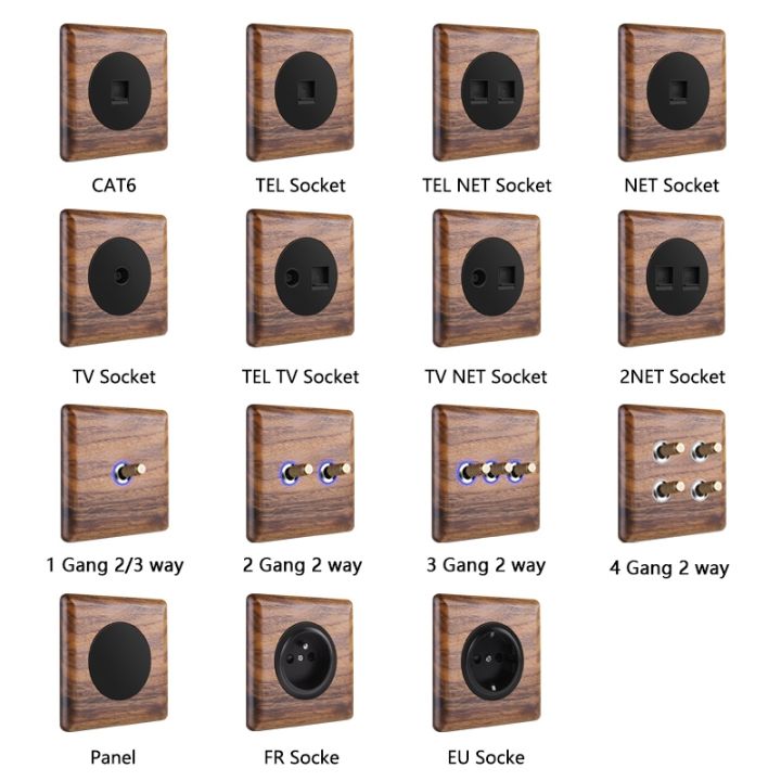 hot-dt-avoir-wood-wall-with-led-indicator-toggle-1-2-3-4-gang-way-french-electrical-socket