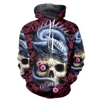 2023 style  3d Print Hoodies Skull Sweatshirts Men Rose Dragon Hoody Anime Colorful Sweatshirt Printed Punk Rock Hooded Casual Hip Hop，can be customization