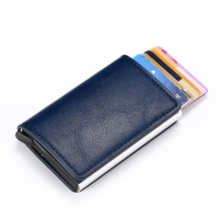 2021 Credit Card Holder Wallet Men Women Metal RFID Vintage Aluminium Bag Crazy Horse PU Leather Bank Cardholder Case