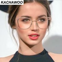 {Paopao glasses}Kachawoo แว่นตากรองแสงสีฟ้าผู้หญิง Cat Eye สีชมพูกรอบแว่นตาโลหะสีขาวอุปกรณ์เสริมแฟชั่นสำหรับสุภาพสตรีสำหรับคอมพิวเตอร์