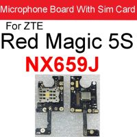 ช่องเสียบบัตรบอร์ดไมโครโฟนสำหรับ Zte Nubia Red Magic 5S 5G 6pro Nx659j 6 Nx669j ถาดใส่การ์ดไมโครโฟนซ่อมแซมสายเคเบิลงอได้