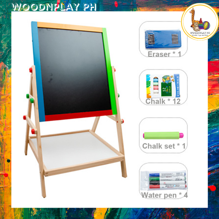WoodnPlay Ph 2 in 1 Whiteboard Blackboard for Kids Toddlers