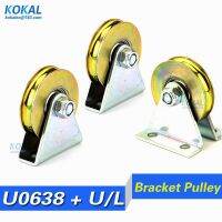 [U0638J]1pcs 6.4x38x8mm with triangular bracket/L bracket U-grooved wheel bearing wire rope pulley/crane/guide bearing wheel